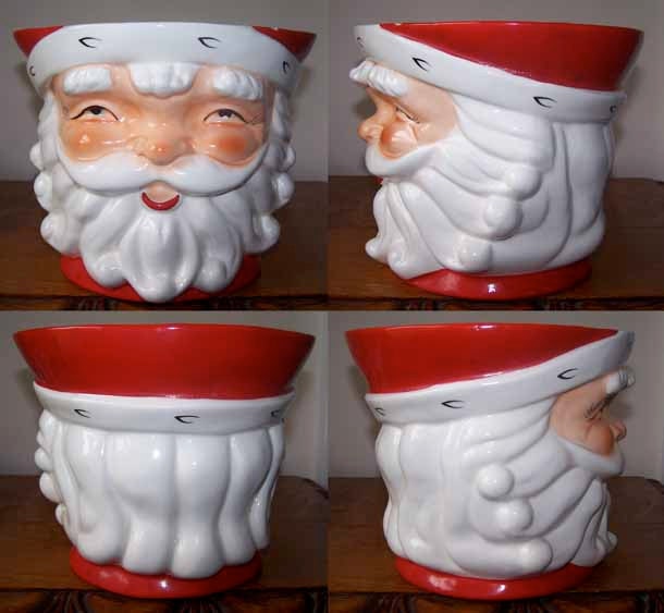 Vintage SANTA Claus Punch Bowl NORCREST and 10 winking mugs