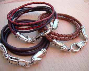 Leather Bracelet Infinity Bracelet Toggle by UrbanSurvivalGearUSA