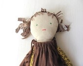 LeLa-- Doll--Recycled---Handmade-Child friendly-Fabric Doll-toys-brown-sweet-children love