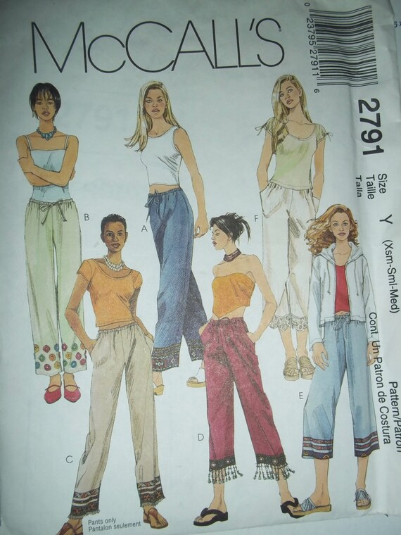 McCalls 2791 pant sewing pattern wide leg pull by nancesnostalgia