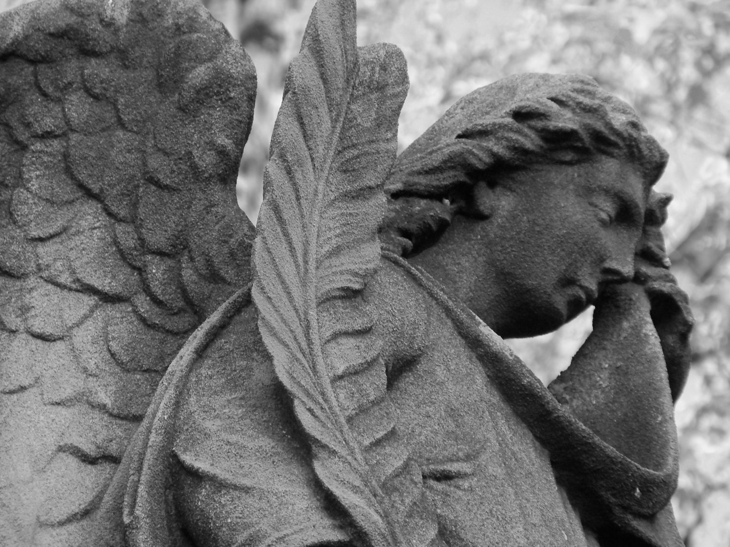 The Weeping Angel Cemetery Angel Statue Black and by TheAdornedOne