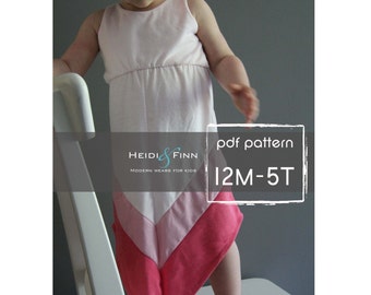 Chevron Dress pattern and tutorial PDF 12m-5t easy sew long tank dress tunic