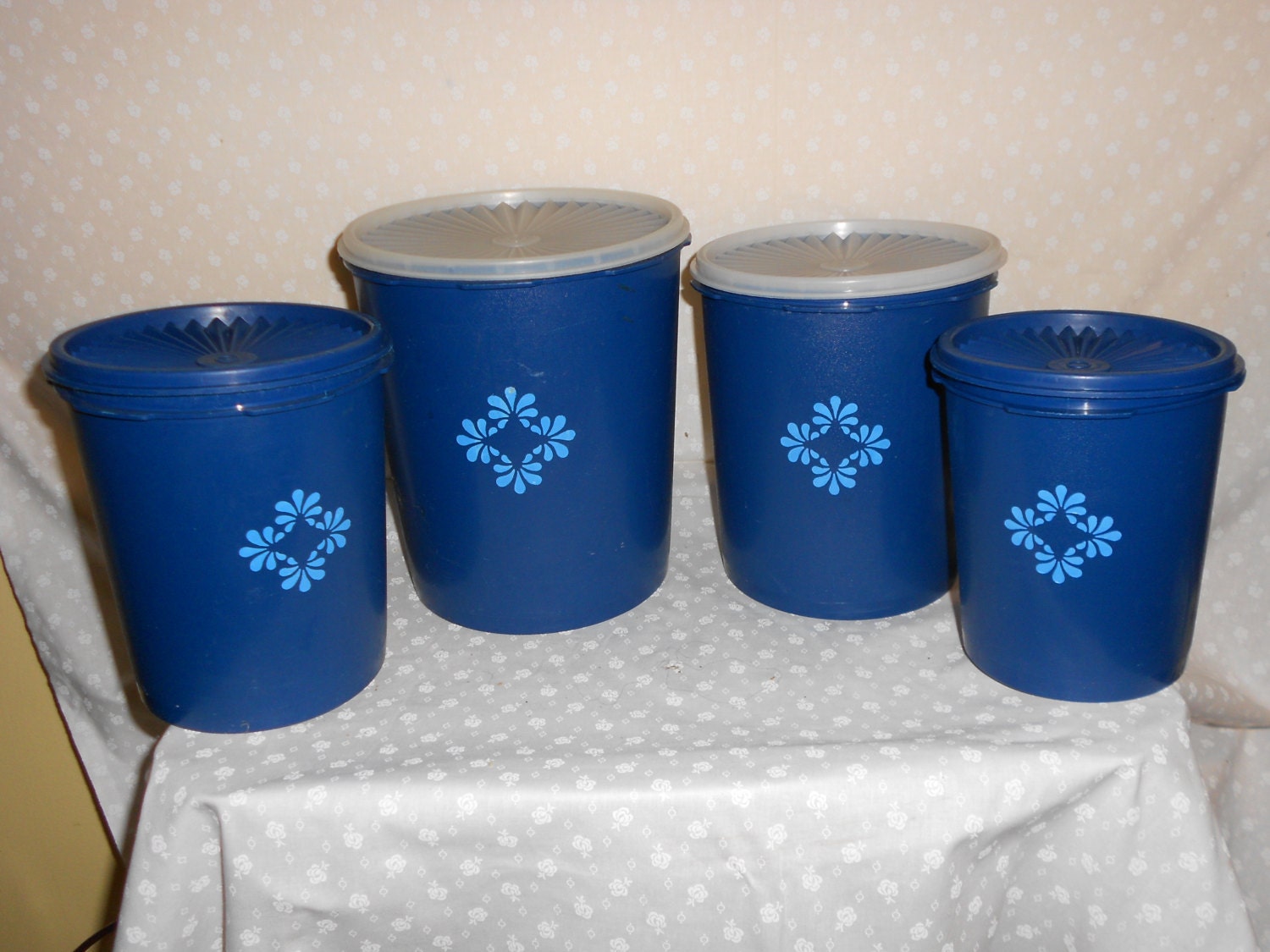 Tupperware Canister Set of 4 Dark blue by pamscrafts7631 on Etsy
