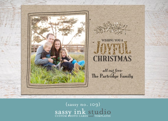 Items similar to Joyful Christmas - 5x7 Holiday Photo Card Template (no. 109) - Instant Download