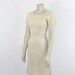 1950s Sweater Dress - Ivory Knit with Ribbon and Gold Flecks Sultry Sweater Dress