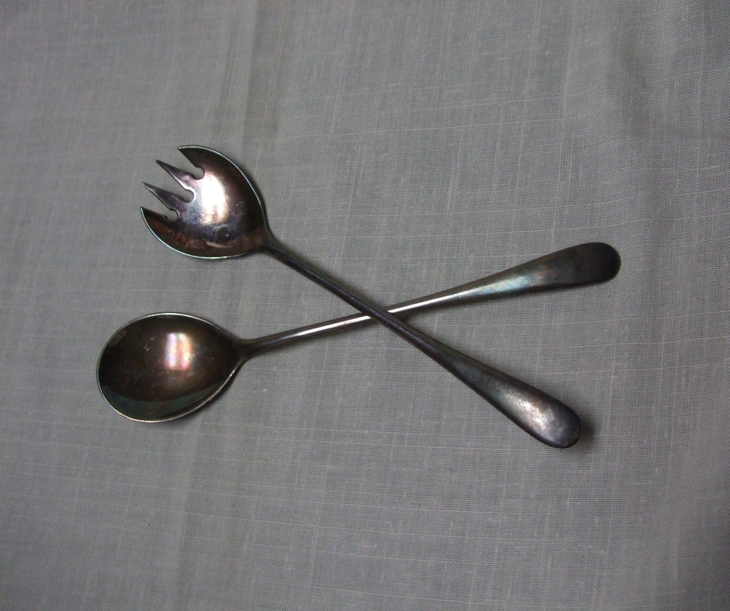 Vintage Silver Plated Serving Utensils Fork & Spoon Made in