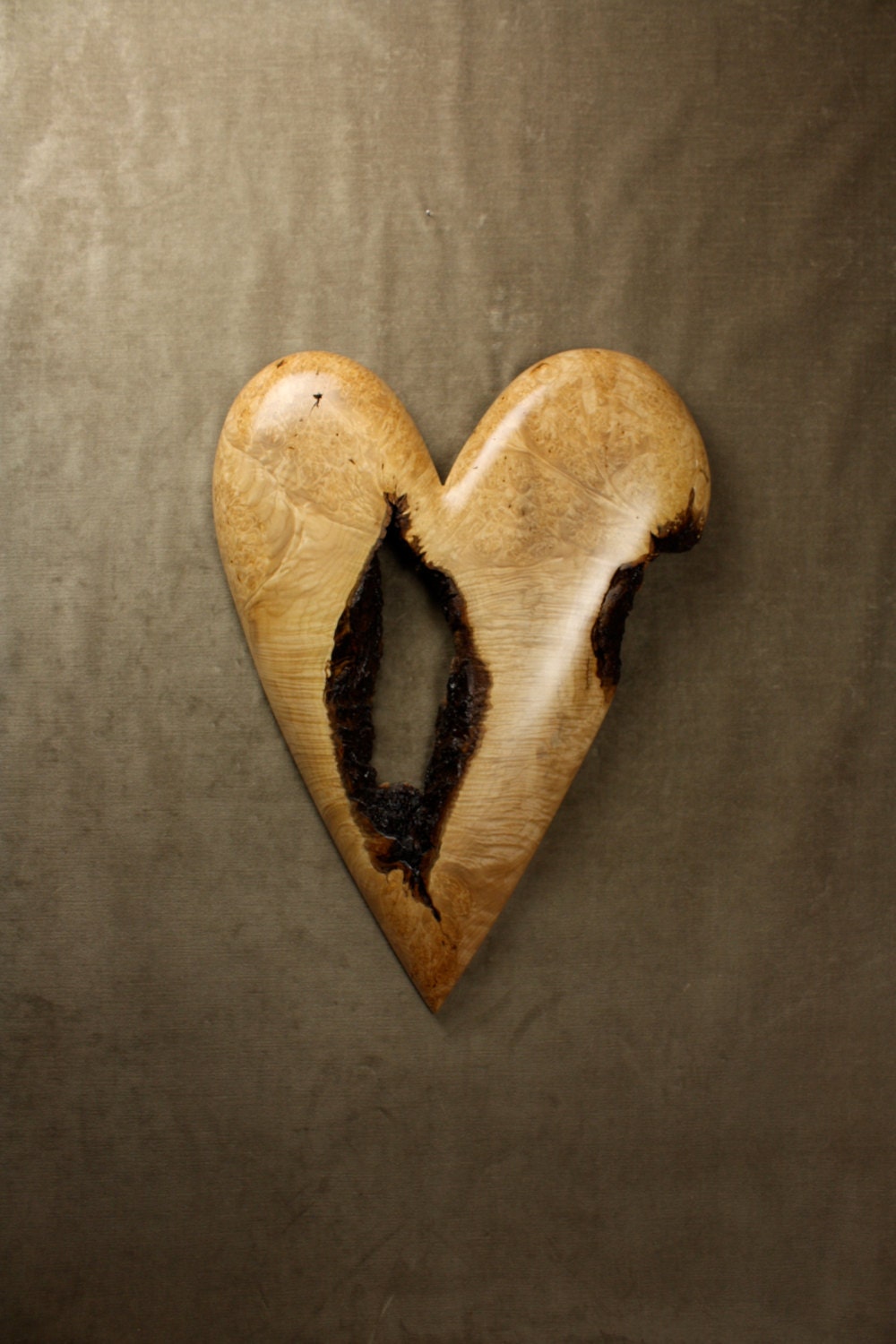 Personalized Anniversary Gift for Wife Heart Wood Carving