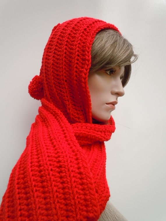 scarf hooded Hooded red Red   Scoodie  Red Red Scarf  Hood Pixie Bright