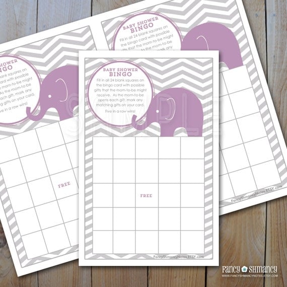 Elephant Baby Shower Bingo Game Card / Instant Download/ Elephant Baby Shower Bingo Game Card / Instant Download/