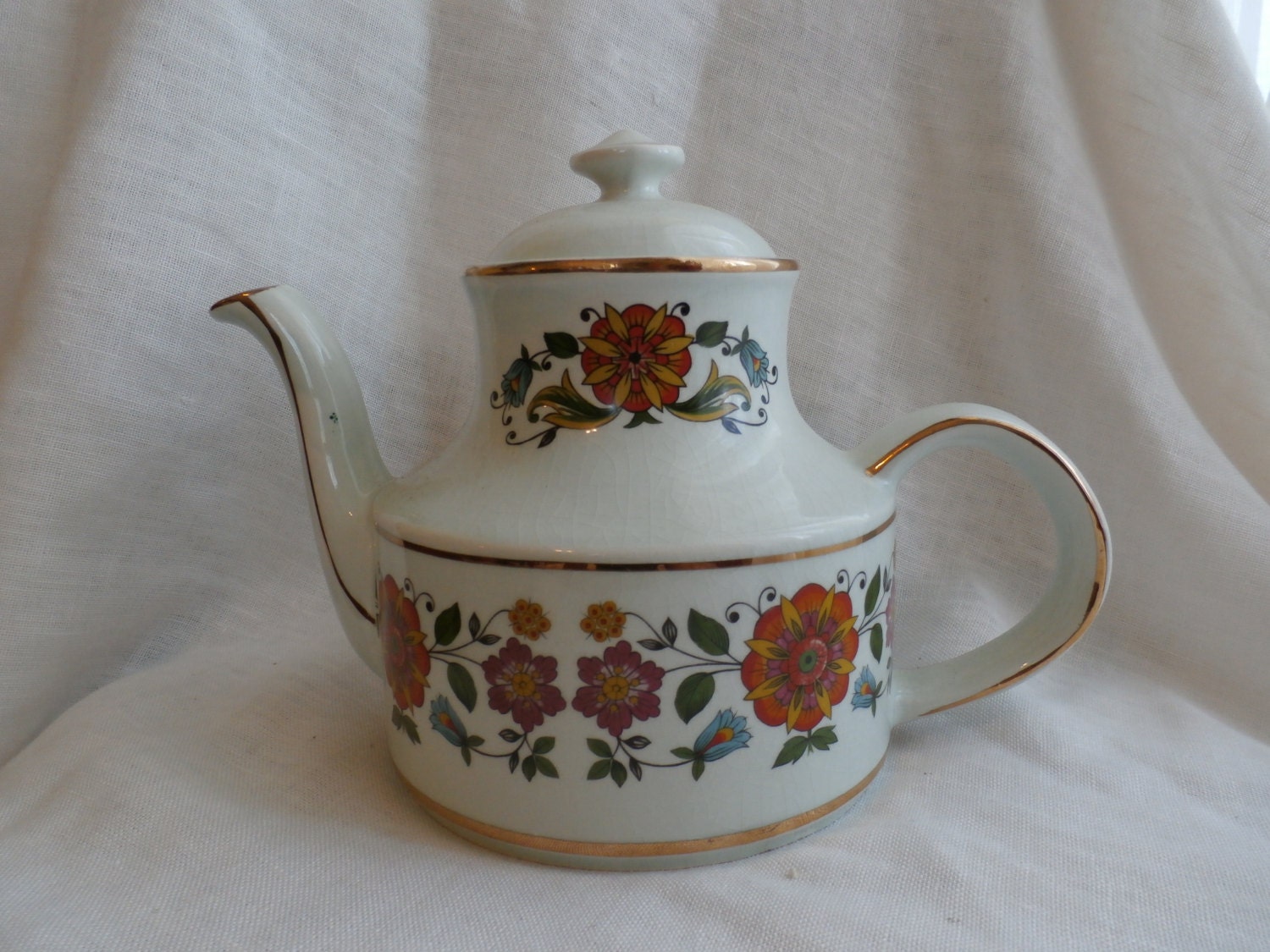 Blue with Flowers Arthur Wood Teapot Made in England Pattern