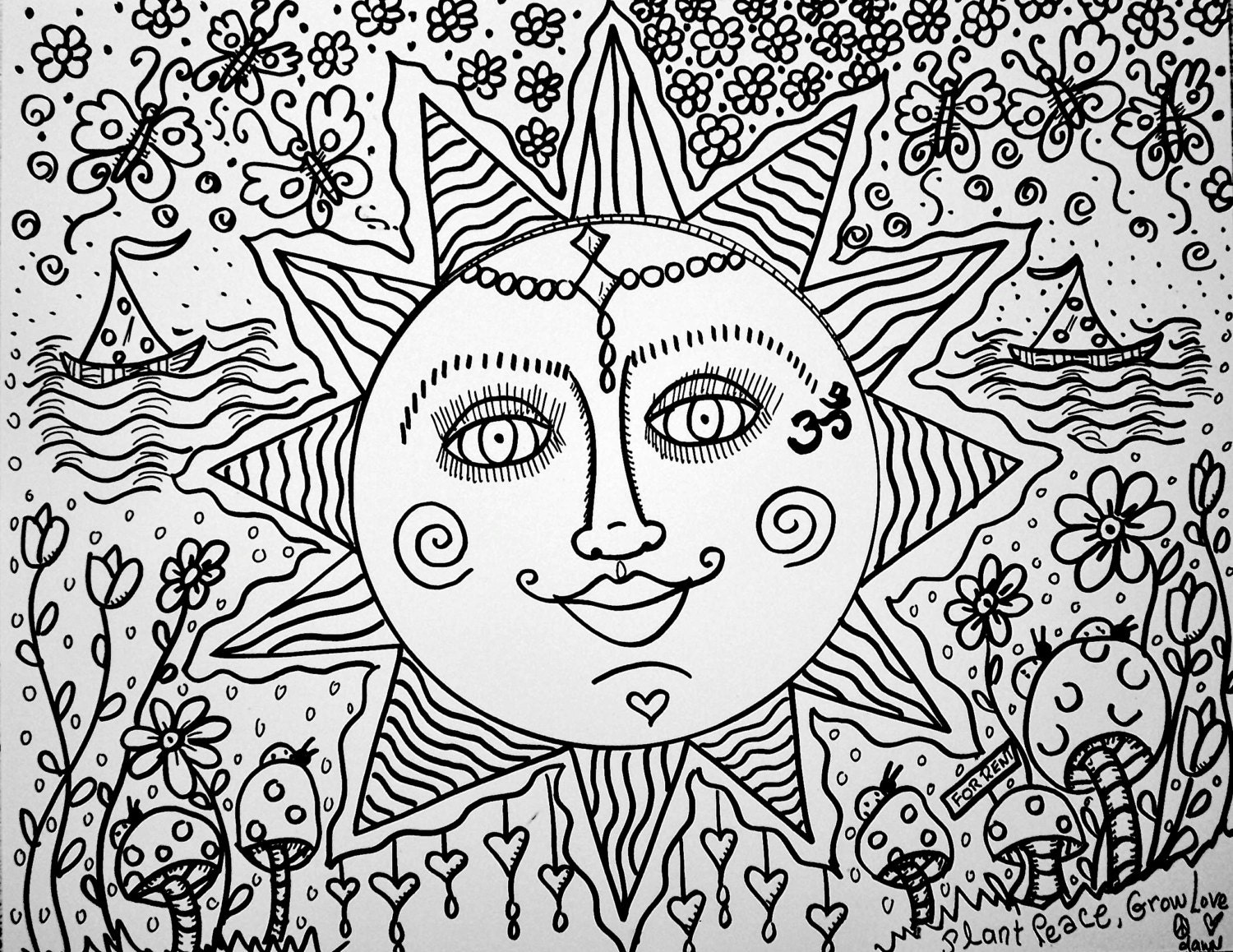 Sweet Summer Days A Color Yourself Hippie Art Poster