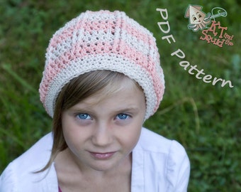 Girls Striped slouchy crochet pattern, permission to sell, crochet pattern, easy crochet pattern, crochet hat pattern, slouchy pattern