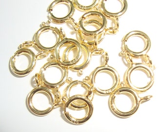 High Quality 18K Vermeil Sterling Silver Spring Clasp with Open Ring, 10 pcs, 5.5 mm