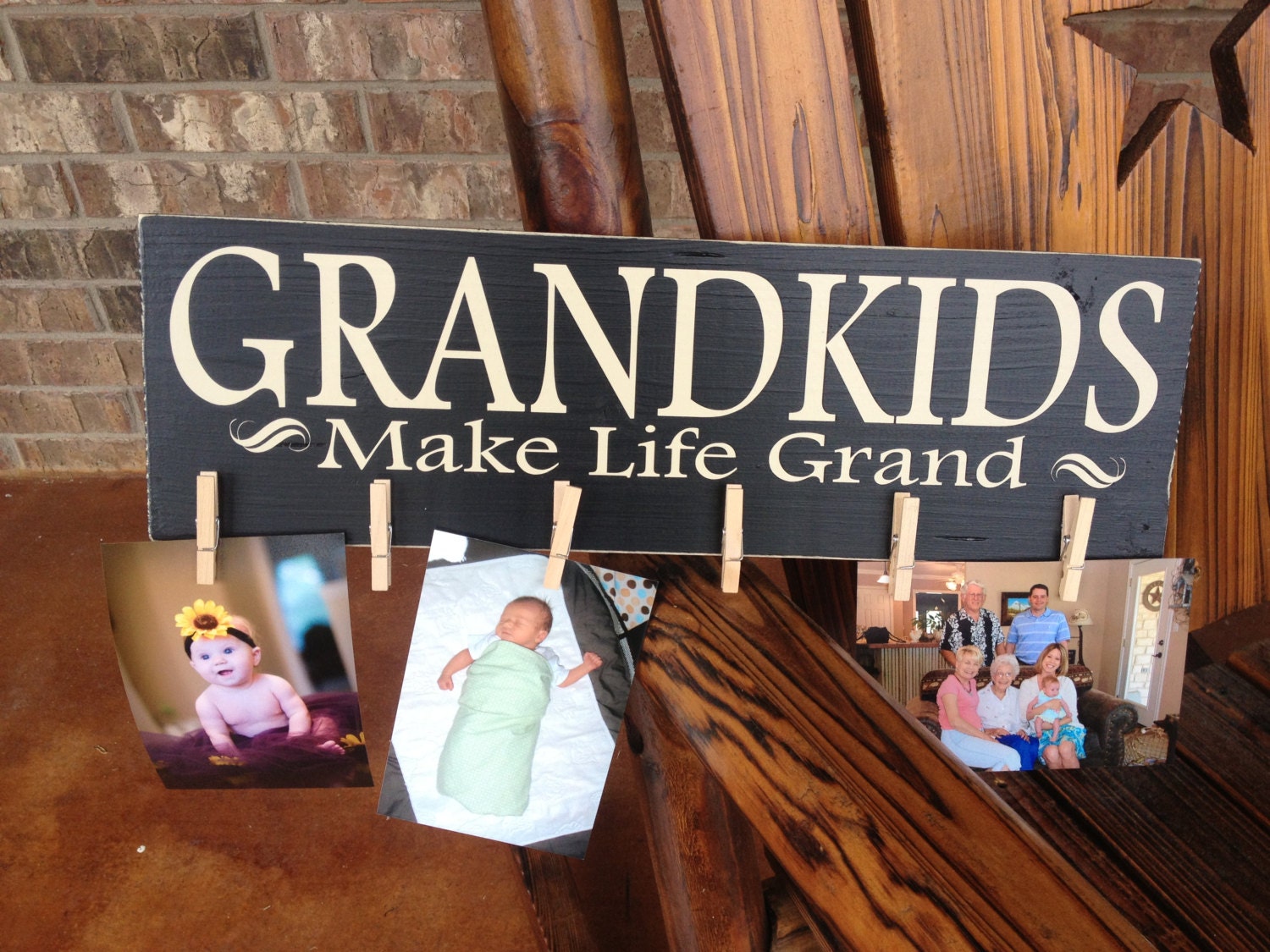 Grandkids Make Life Grand Custom Wood Sign Grandparents Gift