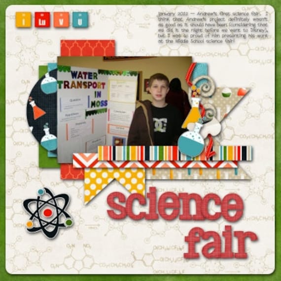 Items similar to SCIENCE FAIR custom Digital Scrapbook Page (8x8 or