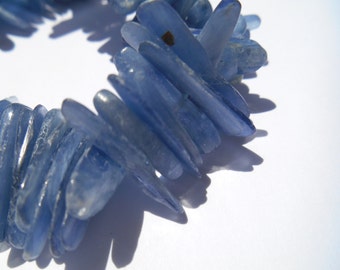 Gemstone Bead, Polished Blue Kyanite Short, Unique,Thin Branch, Fang shards Bead, 20x2-5mm 4 inches about 40 pieces