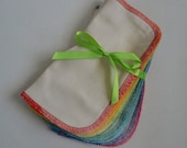 10 pack 2-Ply GOTS Certified Organic Cotton Little Wipes 8x8.....Your Choice of Edging Color