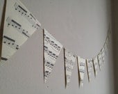 Small Paper Banner - Vintage Sheet Music Decoration - Triangle Bunting Garland - 3 inch Triangles
