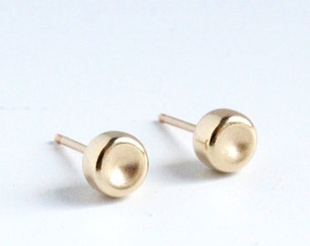 Gold Stud Earrings - Gold Pebble Posts ( 5mm ) - gold earrings, handmade jewelry stud earrings, gold post earrings, simple gold jewelry