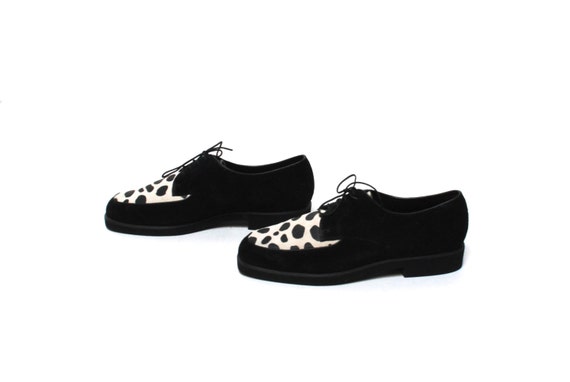 size 9.5 ANIMAL PRINT black suede 90s GOTH club kid lace up shoes