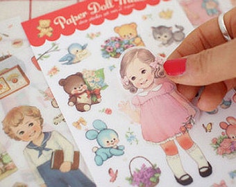 Paper Doll Mate Stickers Ver. 2 - Removal Transparent Type 6 sheets (4.3 x 7.4in)