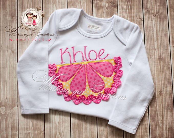 3D Pink Lemonade Embroidered Shirt - Custom Personalized Half Lemon Girl Shirt with Ribbon
