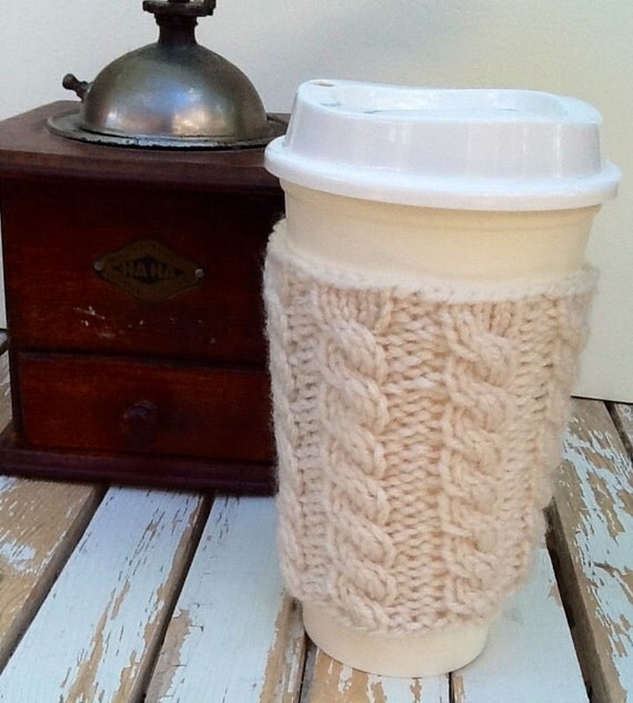 Coffee Cup Sleeve Coffee Mug Cozy Cable Knit Coffee Cup
