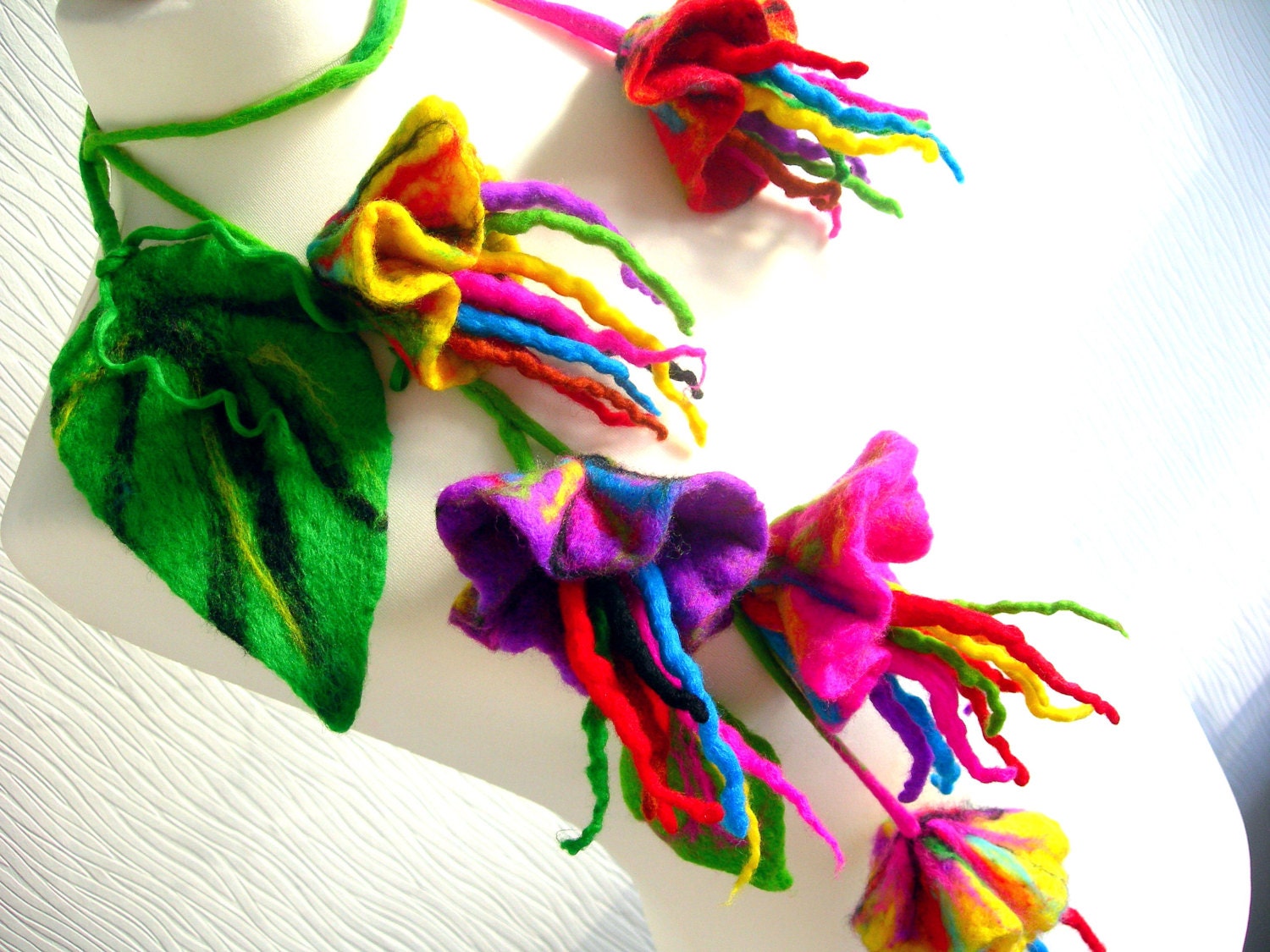 Felted Flower Hand Felted Wool Jewelry felted by SkyWool on Etsy