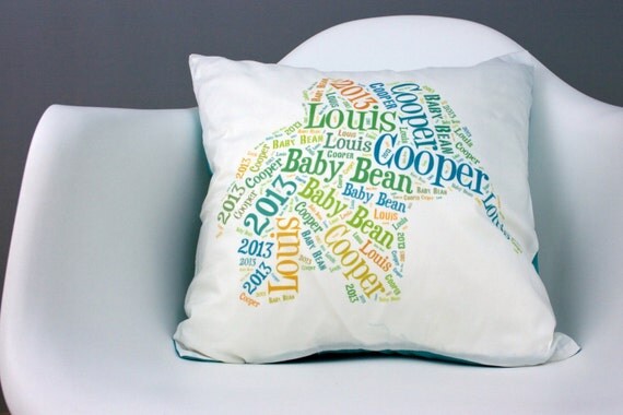 Modern Personalized Pillow Elephant Word Cloud by modifiedtot