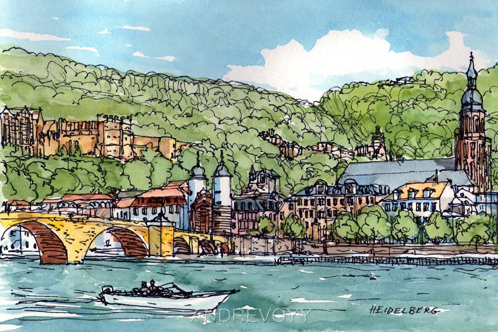 Heidelberg Germany art print print of original watercolor
