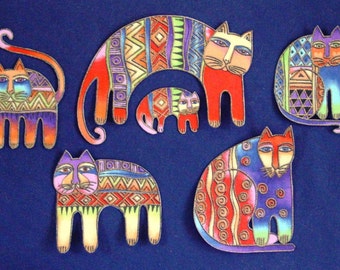 Set of 6 Iron On CAT Appliques*Handmade*Retired Laurel Burch Fabric RARE/56