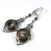 Antique Button Earrings - SALE - Victorian Button Earrings - Mother of Pearl on Silver Filigree Handmade by Compass Rose Design