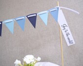 Christmas Cake Bunting with greeting label ~ Blues ~ made from textured cardstock. Choose your own greeting MADE TO ORDER Il_170x135