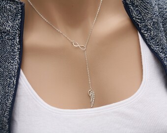 Infinity Angel Wing necklace,Sterling Silver Wing delicate necklace,Memory wing necklace,Bridesmaid gifts,,Wedding bridal Jewelry