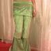 Tribal and Flamenco Double Flare Velvet Pants lime green , glitter dot with Overskirt SMALL-MEDIUM