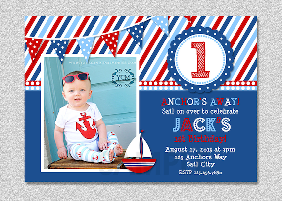 Nautical Sailboat Birthday Invitation , Sailboat Birthday Party Invitation Il_570xn