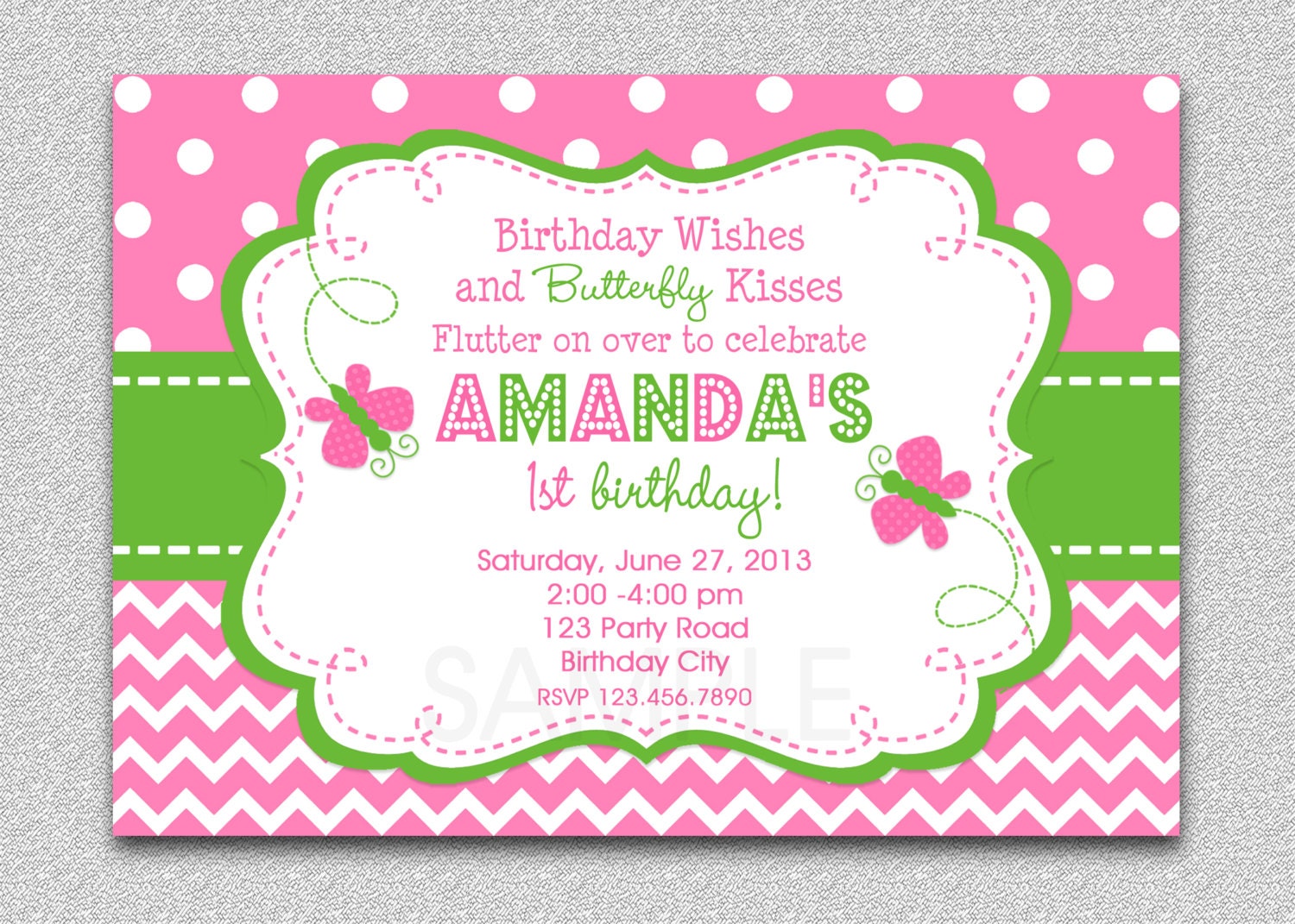 first baptism ideas birthday and party for Birthday Butterfly Party Birthday Invitation Chevron Butterfly