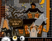 Sale Halloween Clip Art Digital Clipart Halloween Paper Pack - Party Invitations Cards Crafts - Haunted Inn Digital Scrapbook Kit Photobook Il_170x135