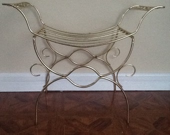 Metal Vanity Chair / Bouduar Chair / Retro Chair / Make up Chair / Vintage Chair / Metal Chair / Mid Century Chair