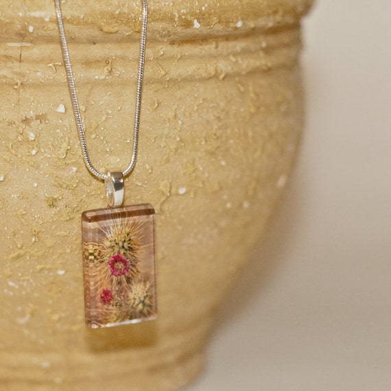 Cactus Flower Art Pendant Necklace Jewelry by JakOfArtsPhotography