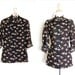 Handmade Vintage Black Aged Floral Mandarin Collar Cotton Blouse Jacket