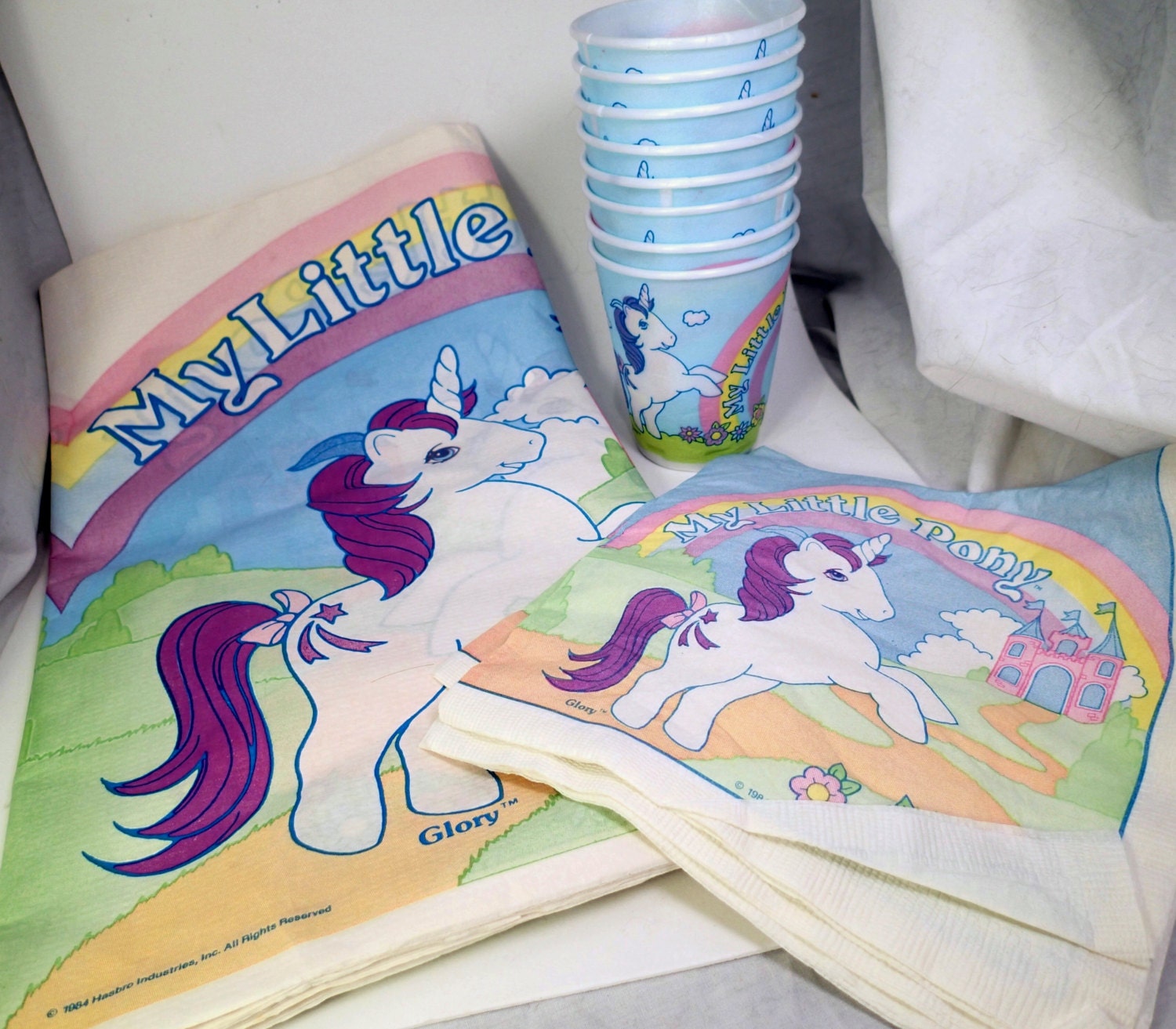 My Little Pony 80s Party Table Cloth Cups and Napkins Glory