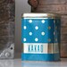 Cute polka dot tin canister from USSR, for cocoa storage, kitsch soviet design from 70s