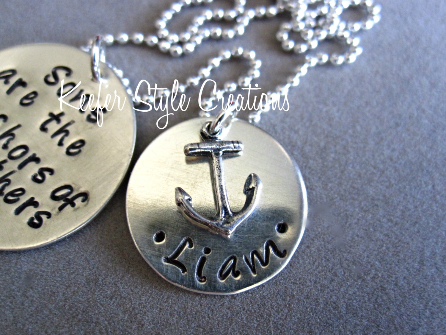 Hand Stamped Mother/Son Anchor necklace by KeeferStyleCreations