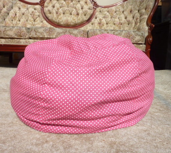 Hot Pink with White Polka Dot Bean Bag Chair Cover Pink