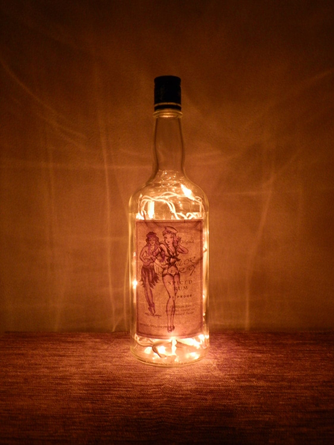 Download Lighted Bottle Sailor Jerry Rum Pinup Girl Amber