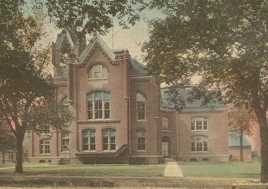 High School PEKIN Illinois 1909 Pekin and Flag cancel W.