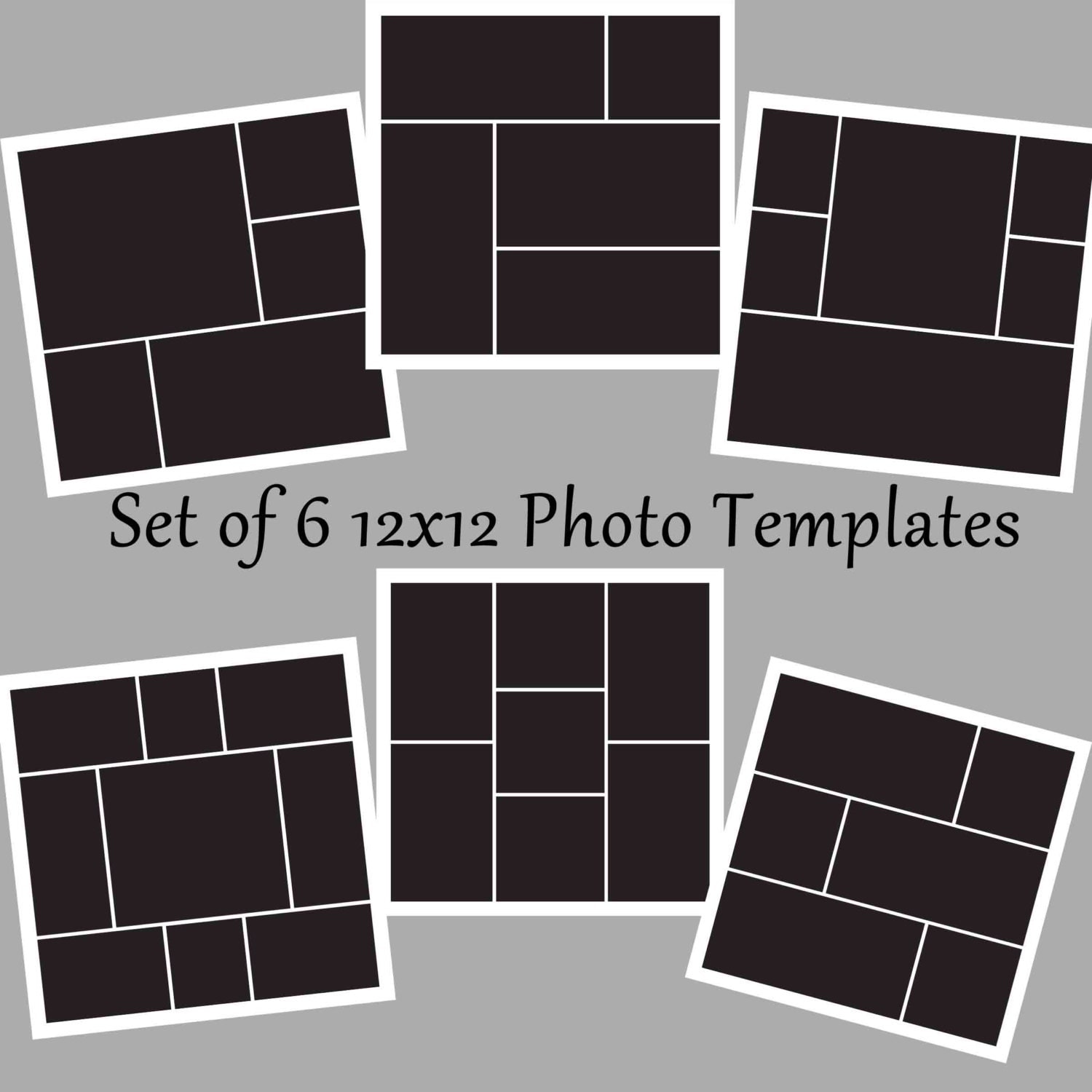 Set of 6 12x12 Photo Template Collage Story Board Layered PSD