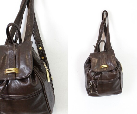 small brown leather backpack womens