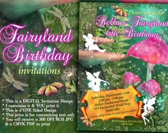 Fairy Invitation, Fairy Party Invitation, Birthday Party Invitations, Fairy Garden Party, Whimsical Invitations